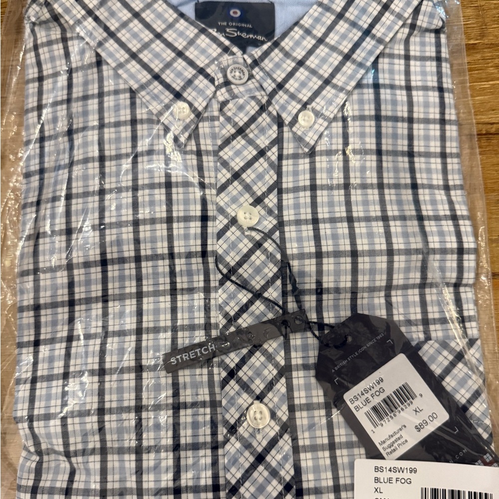 Ben Sherman Navy and White Plaid Shirt